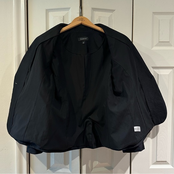 Talbots Black Silk Taffeta Single Button Blazer Evening Formal Tuxedo Jacket 12 - Picture 14 of 15